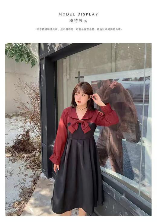 【诗铭洛可】XC2380连衣裙复古显瘦拼色蝴蝶结连衣裙B13-2 商品图5