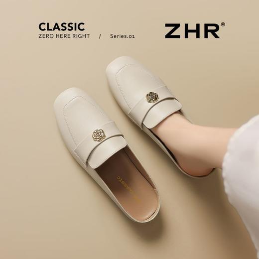 ZHR则则方头山茶花穆勒拖鞋女鞋2025新款优雅山茶花舒适透气单鞋 商品图5
