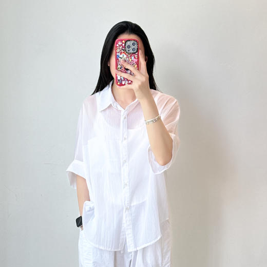 轻薄微透衬衫 松弛感宽松简衬衣 商品图0