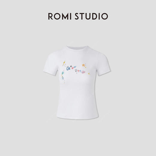 ROMI STUDIO“童趣系列”复古涂鸦印花小飞袖全棉短袖T恤RWCSSY2746 商品图0