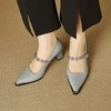 【预售5天】水晶羊皮！高跟鞋女气质高级新款一字扣带粗跟真皮单鞋KNTNX&KT1818 商品缩略图4