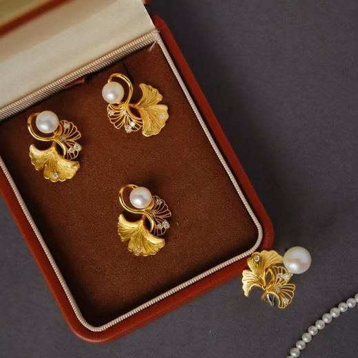 龢盒原创 银镶淡水珍珠银杏叶吊坠 商品图0