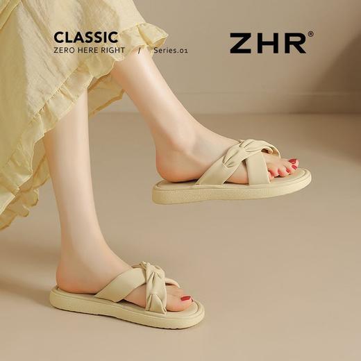 ZHR则则交叉带平底拖鞋2025新款气质百搭休闲法式一字拖外穿女鞋 商品图3