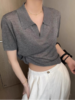 👏夏日上新！！【法式翻领高级感气质短袖XZA79💕】 🔺法式V领灰色针织短袖 🔺法式T恤领~🤩高级感气质上衣~ 🔺穿上总有种神秘感~ 🔺最喜欢的百搭灰色，强烈安利给你们呦~ 商品缩略图0