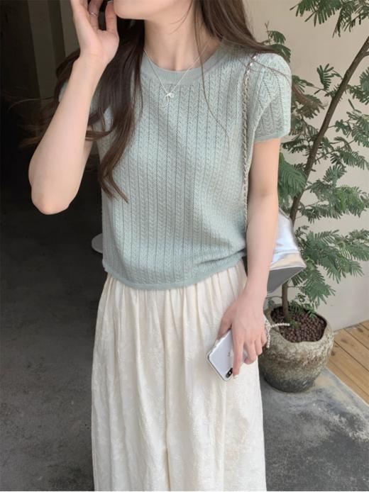 ❣️夏上新！【MOMOTIABIN·新款圆领重工镂空T恤XZA94】💯进口客供天丝面料❗ ✅夏季透气好穿❗丝滑裸感❗重工镂空设计❗优雅知性  商品图0