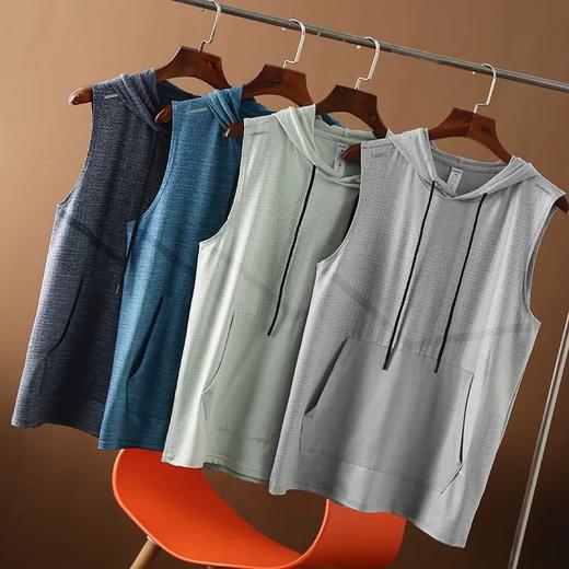 印花连帽无袖速干背心 商品图0