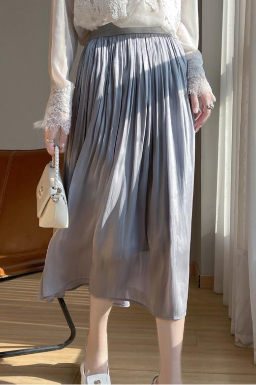 ❤️【MOMOTIABIN·流光大摆高腰半身裙YTMA74】很好的修饰了身材，☺️裙子上身飘逸大方，简约不简单，衬得皮肤白皙 🔥在浪漫约会中展现迷人风姿彰显优雅气质 商品图0