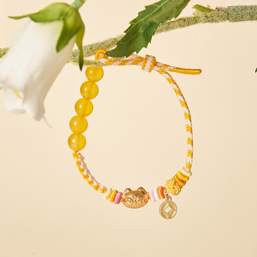 大英博物馆 巴斯特系列 招财喵玛瑙黄色手绳 手链 商品图2