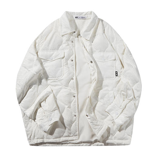 NPC潮牌白色logo肌理提花绗线羽绒服秋冬男士柔软休闲NP36DJ12 商品图3