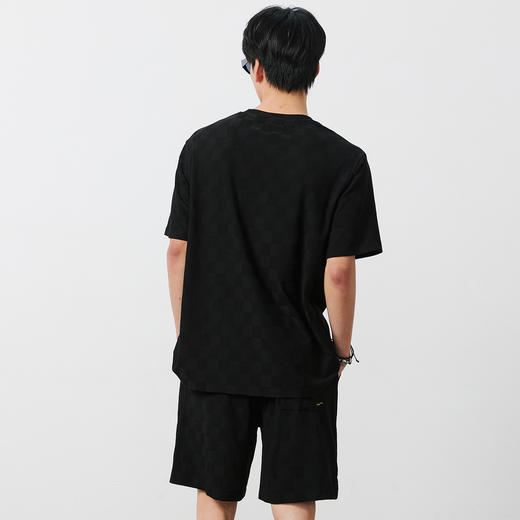 NPC潮牌金线刺绣棋盘格提花短袖百搭T恤短裤男肌理感透气NP52TE13 商品图3