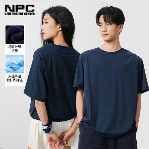 NPC潮牌网球系列胸口线稿印花短袖T恤男插肩袖鸟眼拼接NP54TE35 商品图0