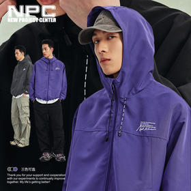 NPC潮牌防泼水户外休闲连帽夹克字母印花拉链外套春季NP41TJ16