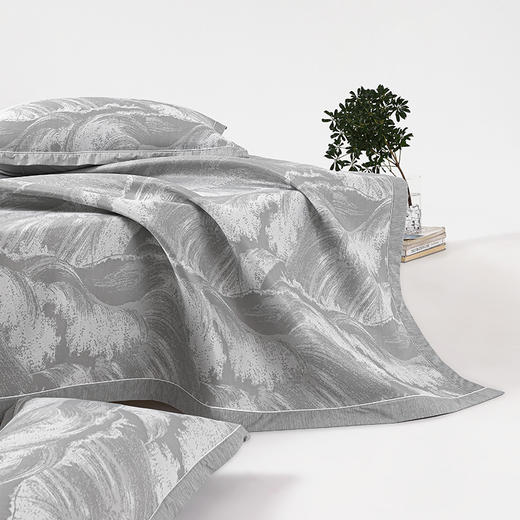 商超爆款【丝享Air-Cold牛奶丝提花凉席三件套山海云潮】灰色 环保印花 呵护敏感肌 凉感持久 不怕热醒 商品图3