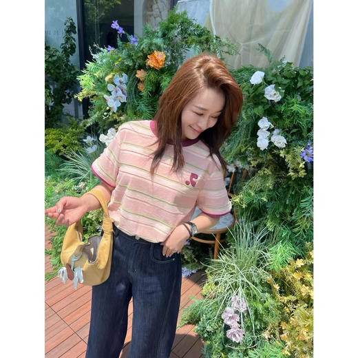 韩国r*彩条 T 恤 商品图3