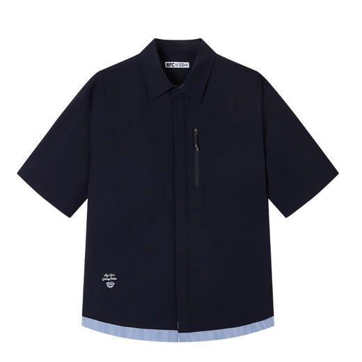 NPC潮牌撞色条纹拼接下摆防水短袖衬衫男日系潮流挺括NP54SH32 商品图5