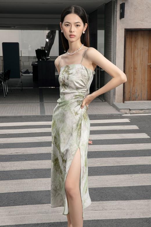 Le Malene 水墨绿色吊带连衣裙 20478 商品图2