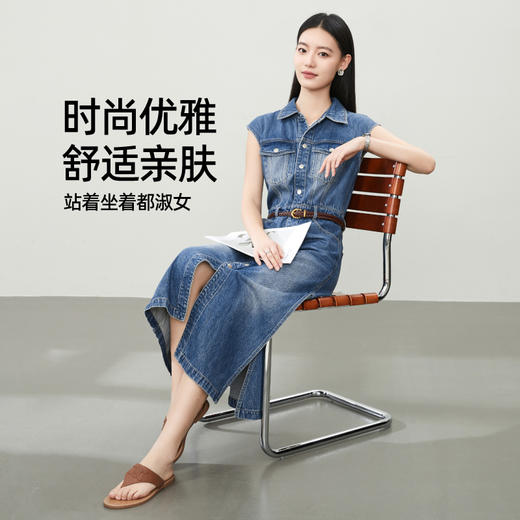 【牛仔连衣裙】逸阳复古港风纯棉水洗气质显瘦优雅裙子6279 商品图2