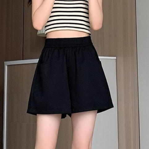 水洗工装短裤女夏季高腰宽松工装裤韩系百搭A字裤外穿薄款三分裤 商品图2