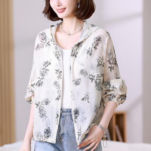 丁摩 连帽印花轻薄防晒衣女款夏季外套325013 商品图2