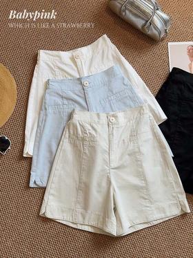 五分短裤2025新款洗水棉百搭休闲气质修身A字阔腿裤子夏季高腰裤