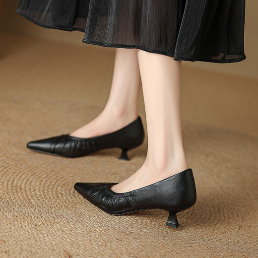 【预售5天】法式浅口软皮舒适高跟鞋，低跟休闲通勤工作鞋四节单鞋MLJ&C158 商品图4