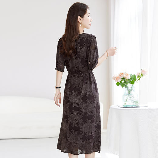 QS-82599008【100%桑蚕丝】真丝连衣裙女100％剪花复古文艺显瘦连衣裙女9008 商品图2