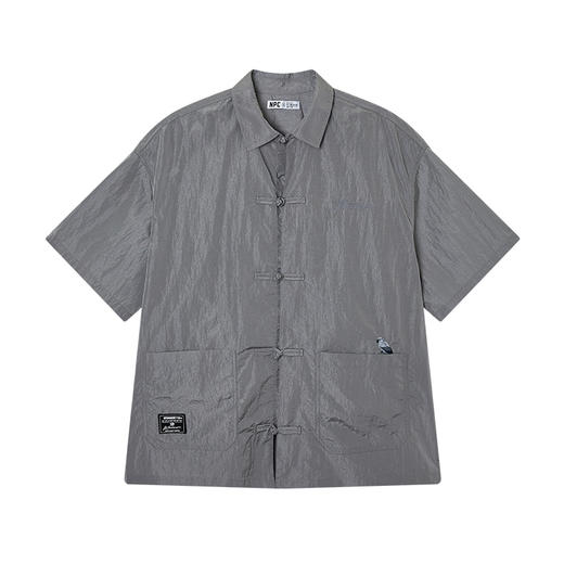 NPC潮牌口袋刺绣翻领中式盘扣短袖衬衫男中国风慵懒男NP44SH10 商品图7