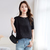 QS-12501551【真丝柔叠绉】原创真丝打底上衣女夏款桑蚕丝薄款短袖T恤女1551 商品缩略图0