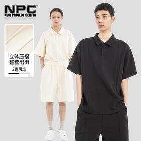 NPC潮牌复古立体压褶POLO衫男挺括有型宽松NP53TP11