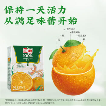 汇源100%橙汁整箱果汁健康饮料200ml*24盒囤货节日送礼宴请 商品图2