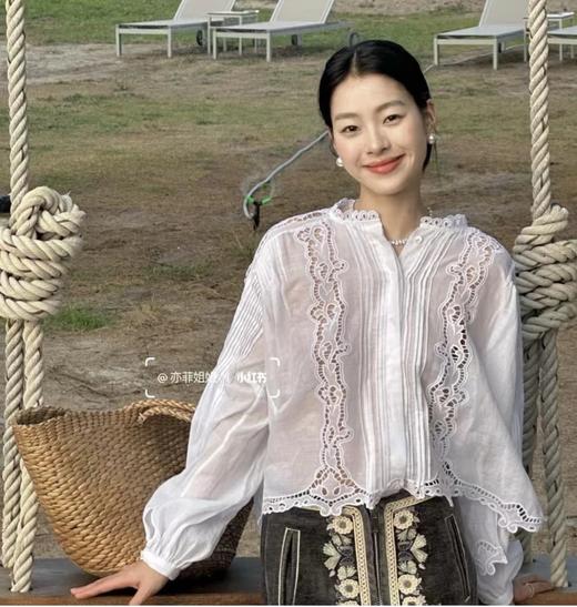 重磅渠道！is镂空苎麻衬衣  法式优雅  立领小短款 商品图2