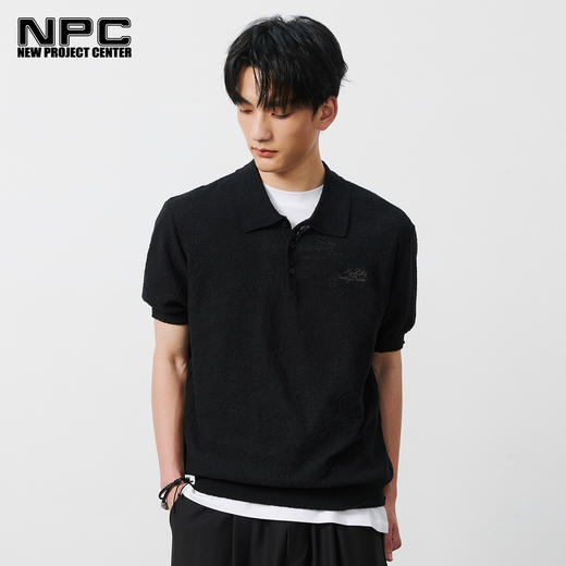 NPC潮牌字母刺绣logo针织翻领T恤男轻盈透气polo领亲肤NP54TS39 商品图0