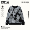 NPC潮牌不对称做旧斑驳满印字母logo圆领卫衣重磅长袖NP41ST23 J 商品缩略图0