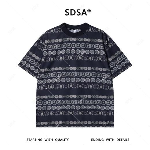 T3846夏季高级感新款男士美式趣味条纹设计短袖T恤百搭时尚圆领上衣 商品图1