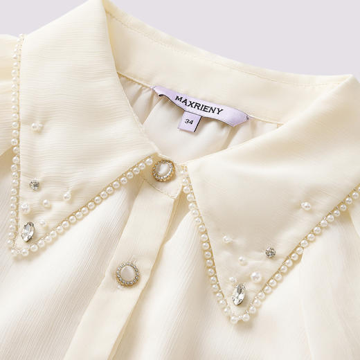 精致复古衬衫华丽钉珠上衣夏季女(货号:MF86TP014Y1001) 商品图1