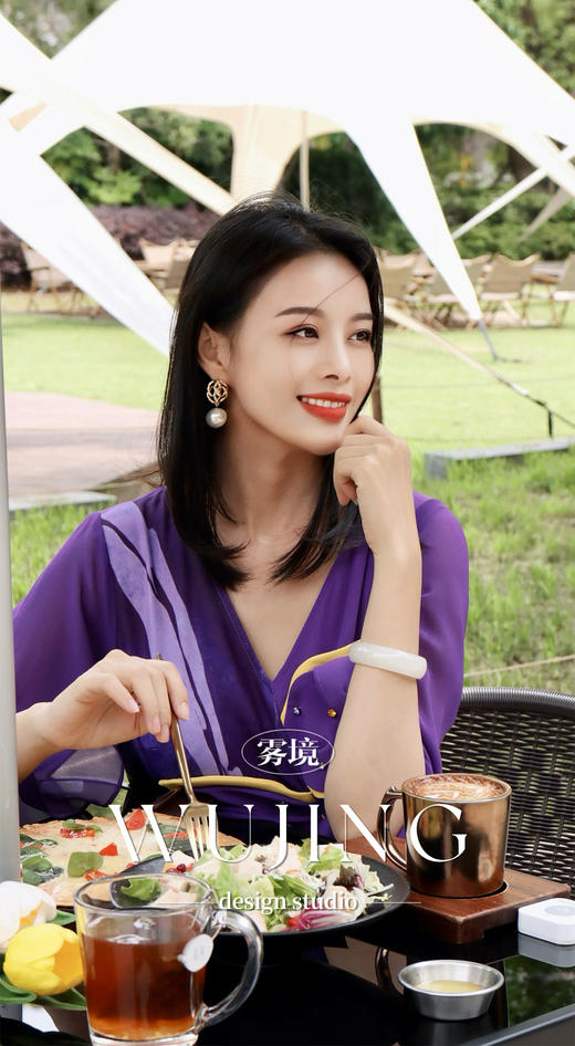 【雾境定制】紫金梦雨 进口纹理蜂窝定位印花 韩国进口水晶乔其纱 3205279 商品图7