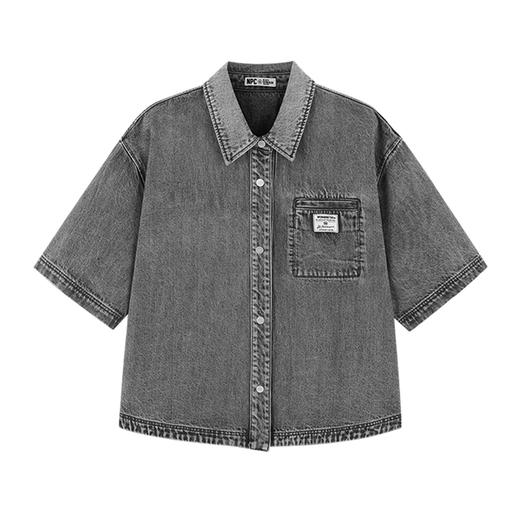 NPC潮牌重磅水洗工装牛仔衬衫短裤套装男做旧NP43SH14 商品图5