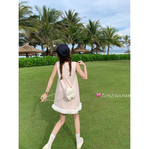 <曾小咸推荐>法式温柔风粉色背心连衣裙女 商品图4