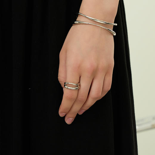 ARSIS｜流光系列 流线双层戒指 商品图3