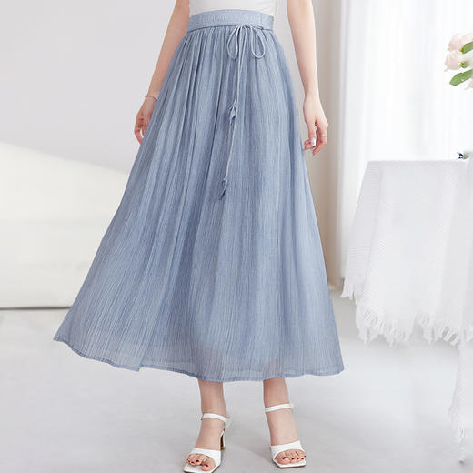 QS-72599652【真丝顺纡炒色】高腰显瘦中长裙子桑显瘦百搭桑蚕丝半身裙女9652 商品图2