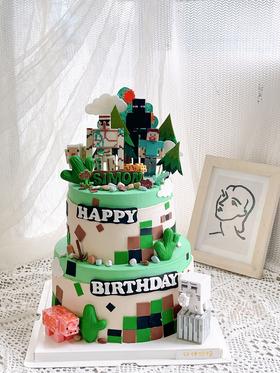 我的世界双层蛋糕（文字可改 下单时备注一下哦或者联系客服）