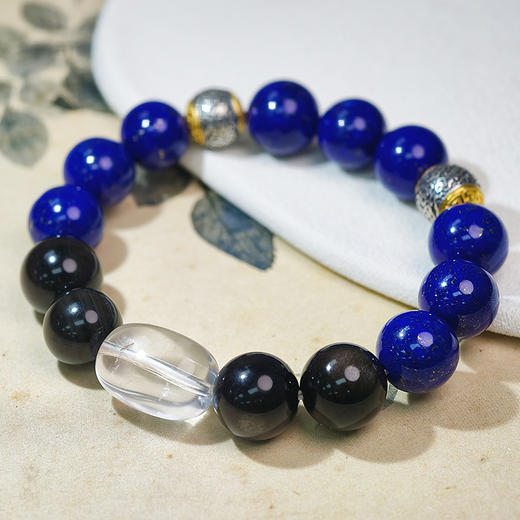 易祈吉祥五行补水手链青金石手串银耀石手链饰品送礼男女款手串礼物 商品图1