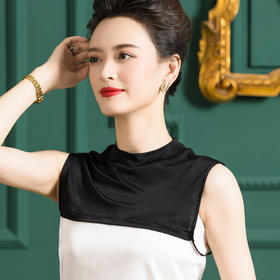 WW 1017A纯色重磅针织真丝假领桑蚕丝圆领亲肤套头薄