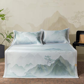 商超爆款【丝享新中式冰氧霜冻牛奶丝PRO印花席墨川风华】灰色 A类标准面料 双立丝工艺 加快空气流通 散热排湿