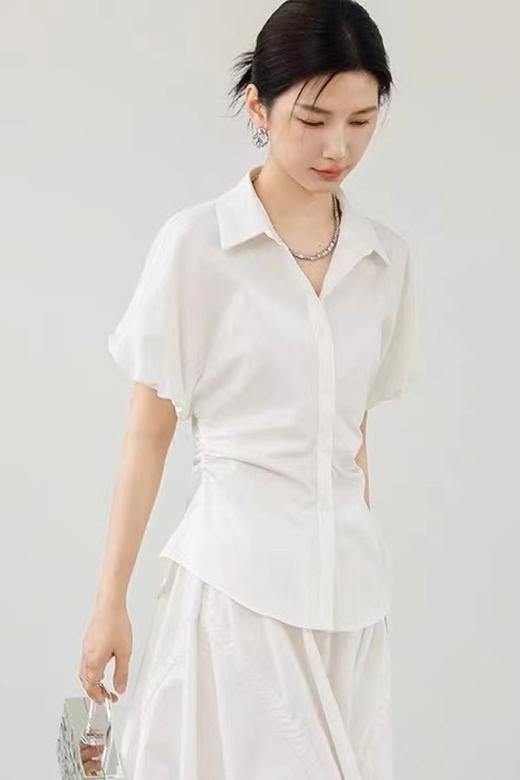 ESTELLICA 泡泡袖捏褶收腰白衬衫 20483 商品图3