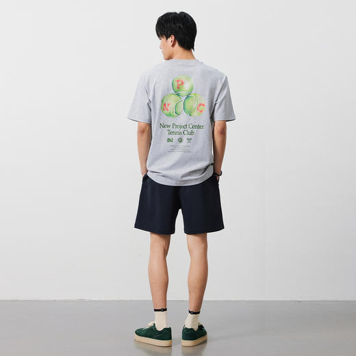 NPC潮牌情侣宽松男T恤运动灰色背部网球图案短袖T恤NP54TE44 商品图2