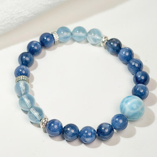 易祈吉祥五行补水海蓝宝手链蓝晶石手串925银手链饰品送礼男女款手串礼物 商品图3