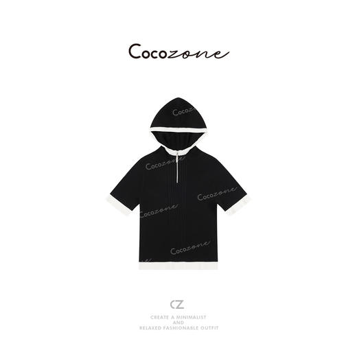 COCO ZONE 刘一一 设计感撞色边立领半拉链套头针织衫CD1A0241 商品图0