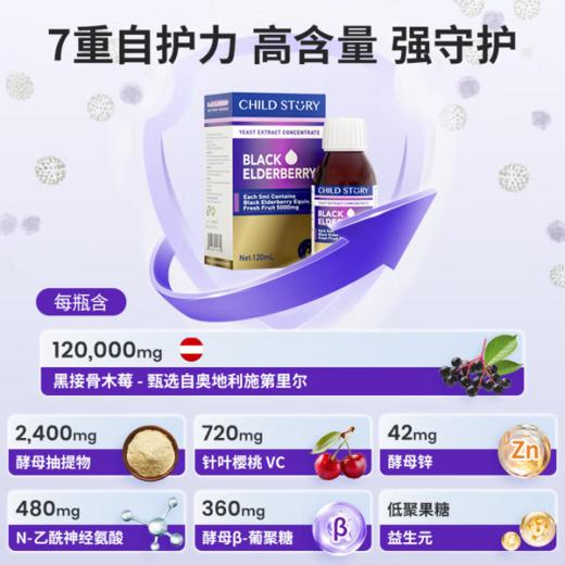 童年故事 黑接骨木莓酵母抽提物滴剂儿童补充维生素c糖浆 120ml 商品图2