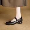 【预售5天】软面软底黑色羊皮玛丽珍鞋女中跟粗跟浅口不累脚单鞋女NJMK&K1622 商品缩略图1